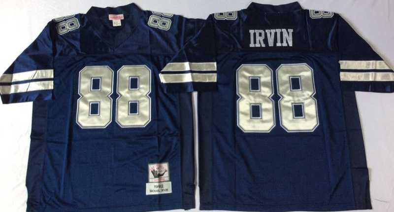 Cowboys 88 Michael Irvin Navy M&N Throwback Jersey